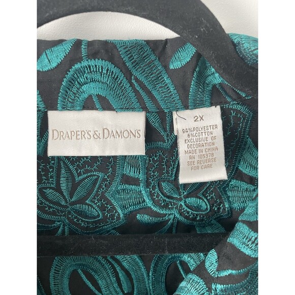 Draper & Damons 2X Exquisite Emerald Green Black All Embroidered Jacket - Picture 6 of 9